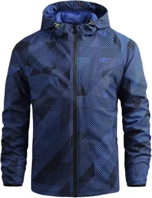 Mens Lightweight Indoor Jackets Mens Windbreaker Jacket For Men Full Zip Printed Hooded Jacket For Men Lightweight Outdoor Thermal Jacket Sports Diamond Quilted Jacket Men