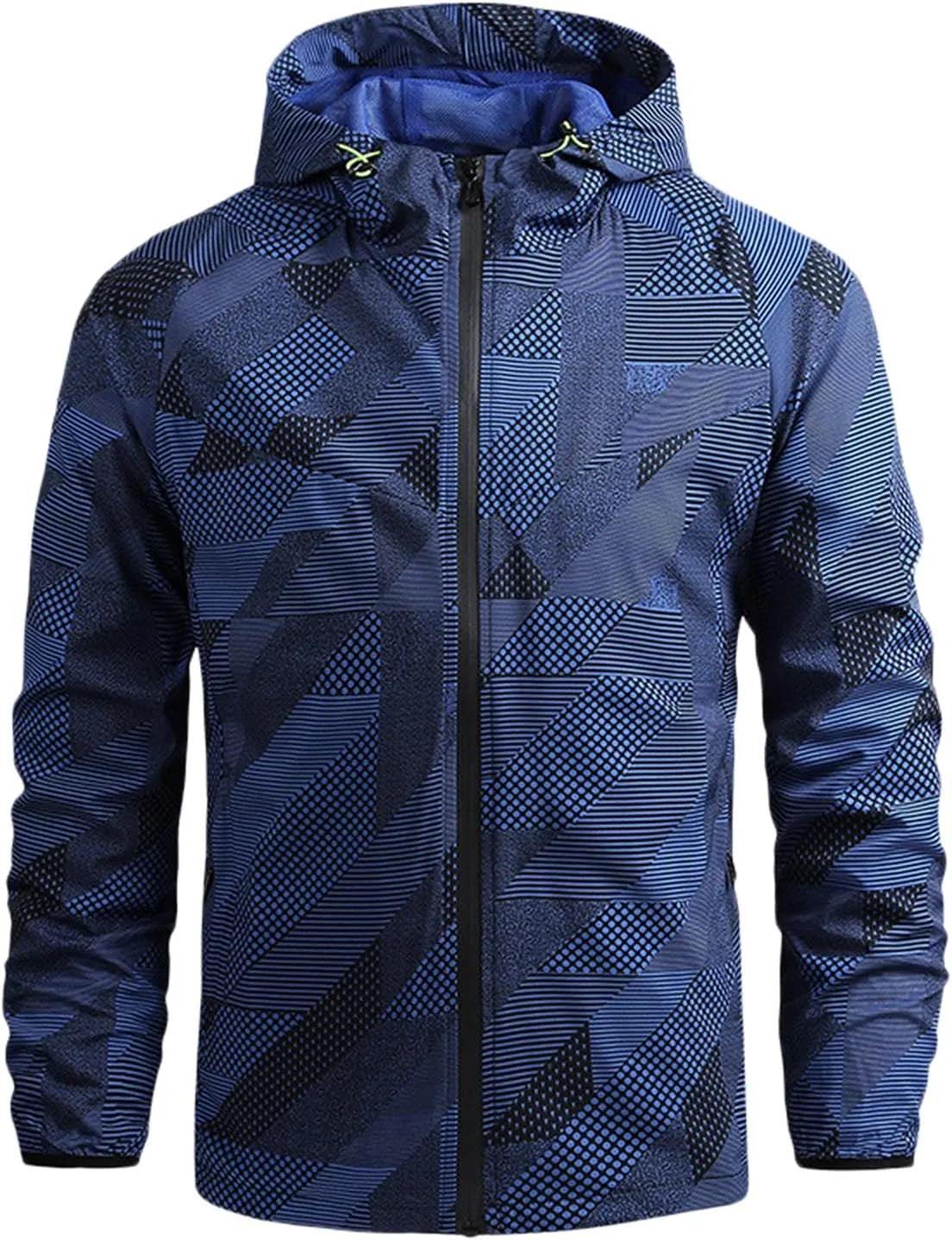Mens Lightweight Indoor Jackets Mens Windbreaker Jacket For Men Full Zip Printed Hooded Jacket For Men Lightweight Outdoor Thermal Jacket Sports Diamond Quilted Jacket Men