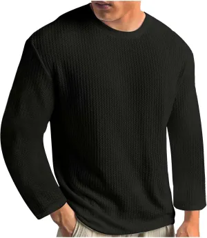 Mens Long Sleeve Shirts Casual Solid Crewneck Sweatshirt Causal Stylish Solid Gym Workout Tee Tops Pullover Shirt