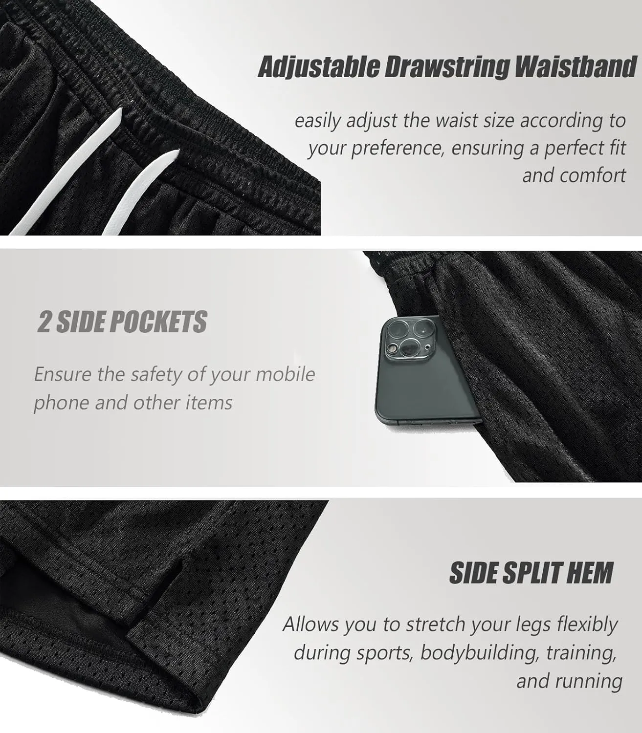 Men's Mesh Shorts 5.5 Inch Inseam Athletic Shorts Breathable Double Layer Fabric Basketball Shorts