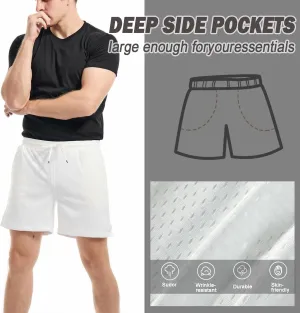 Men's Mesh Shorts 5.5 Inch Inseam Athletic Shorts Breathable Double Layer Fabric Basketball Shorts