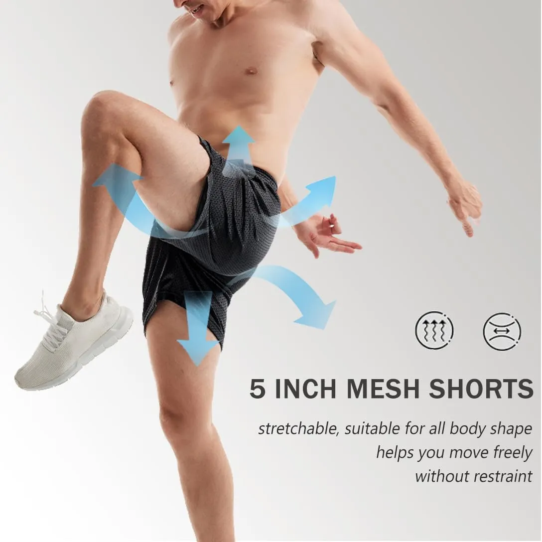 Men's Mesh Shorts 5.5 Inch Inseam Athletic Shorts Breathable Double Layer Fabric Basketball Shorts