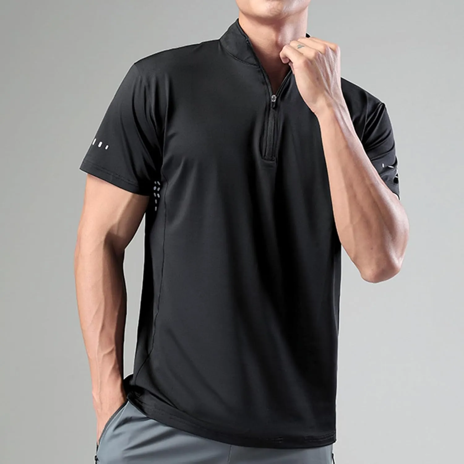 Mens Running Shirt UV Protection UPF 50  Long Sleeve Sun Shirts Lightweight 1/4 Zip Quick Dry Athletic Workout Shirts