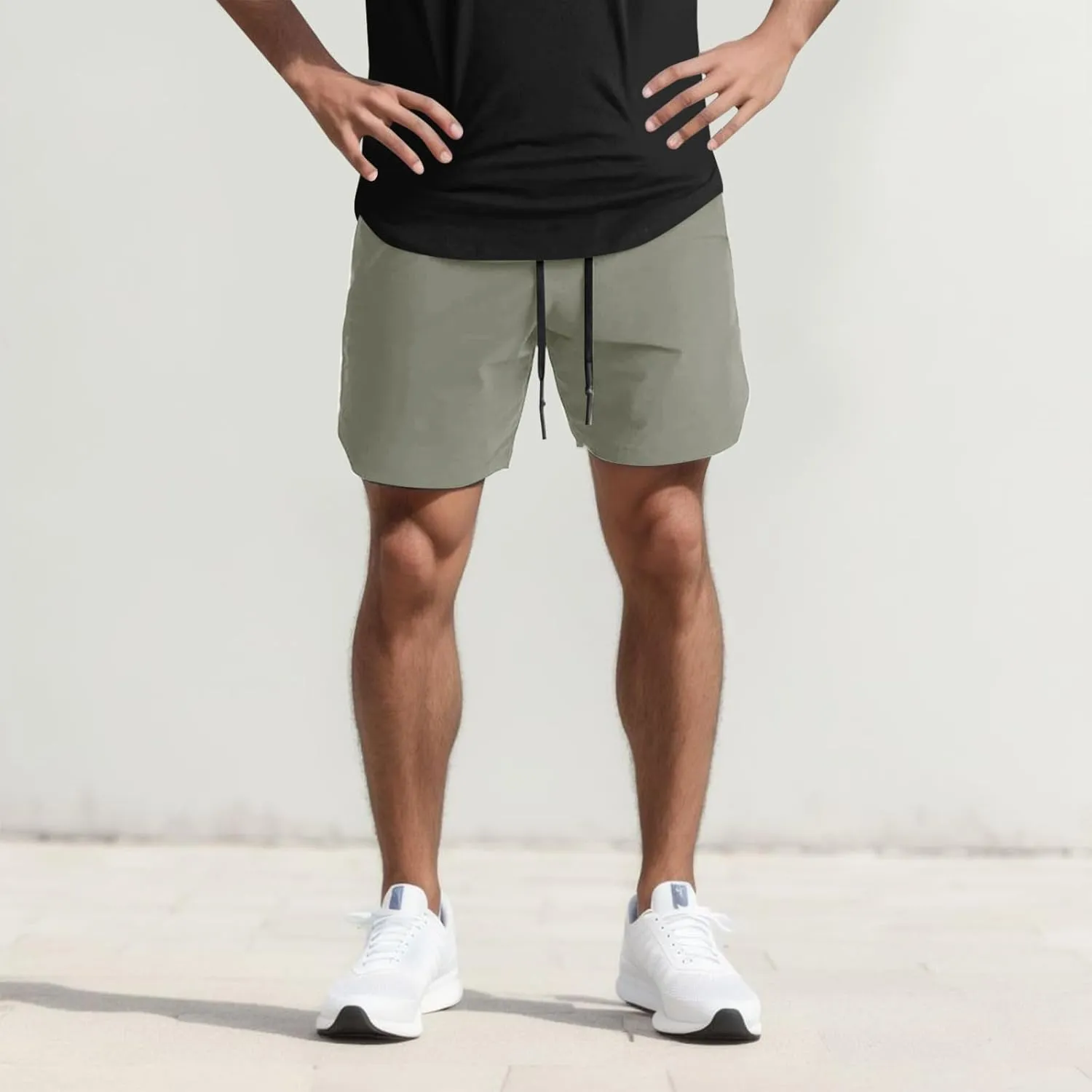 Mens Shorts, Mens 7'' Gym Workout Shorts Athletic Running Shorts Quick Dry Loose Fit Training Shorts with Zipper Pockets
