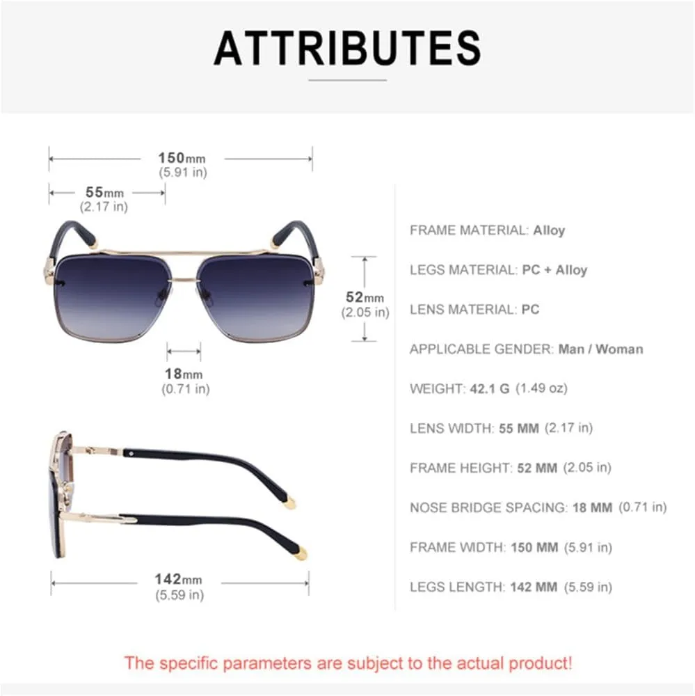 Men's Square Sunglasses Punk Style Gradient Glasses Outdoor Driving Sun Protection UV400