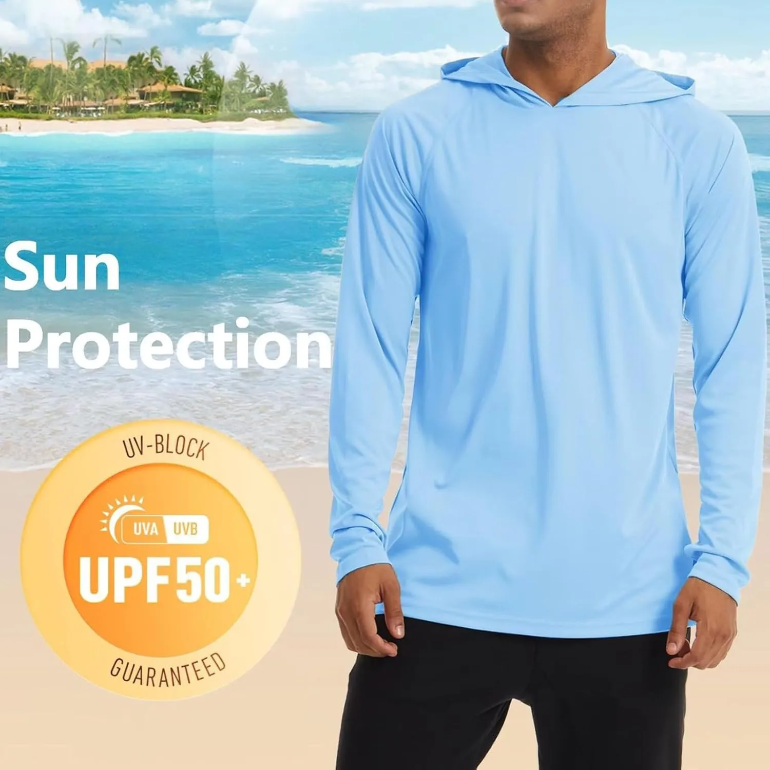 Men's Sun Shirt UPF 50  Long Sleeve Hoodie UV Protection 2025 Summer Running Hiking Shirts Quick Dry Fishing T-Shirts