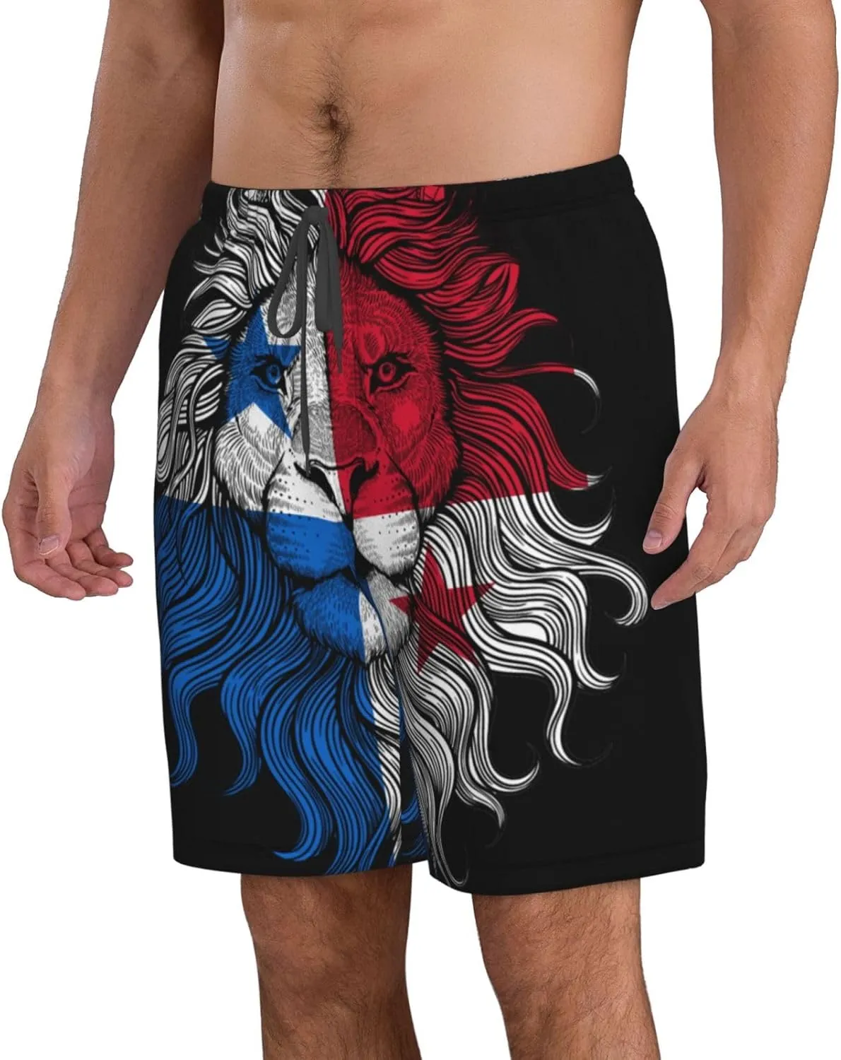 Men's Swim Trunks Beach Shorts Drawstring Quick Dry Running Shorts with Pockets