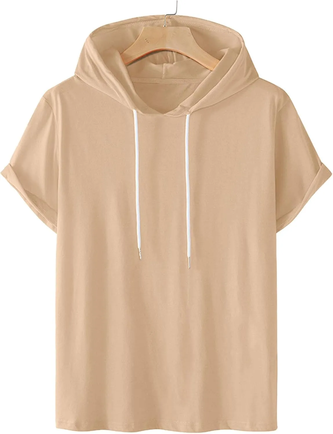 Mens T-Shirts Big and Tall Short Sleeve Solid Hoodies Shirt Causal Summer Vacation Shirts Gym Workout Tee Tops