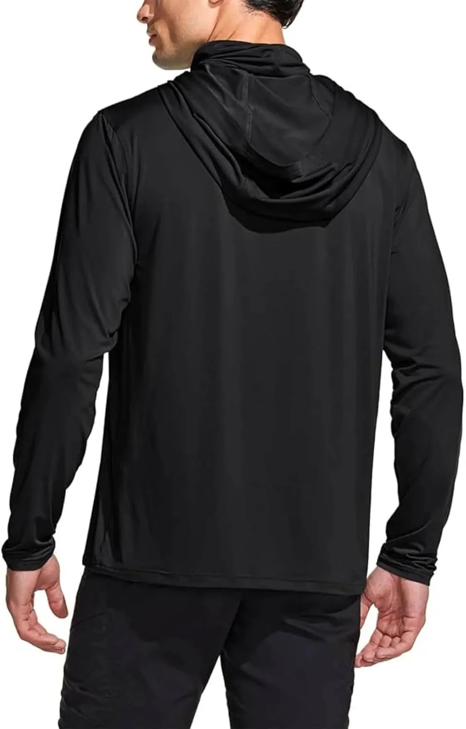 Men's UPF 50  Fishing Hoodie Shirts SPF UV Sun Shirts with Gaiter Rash Guard Long Sleeve Outdoor Hiking Swim T-Shirts