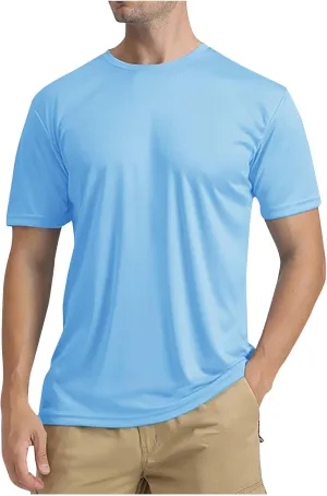 Mens UPF 50  Swim Shirts Sun Protection Short Sleeve Rash Guard Quick Dry SPF UV Lightweight Water Surf Beach T-Shirt