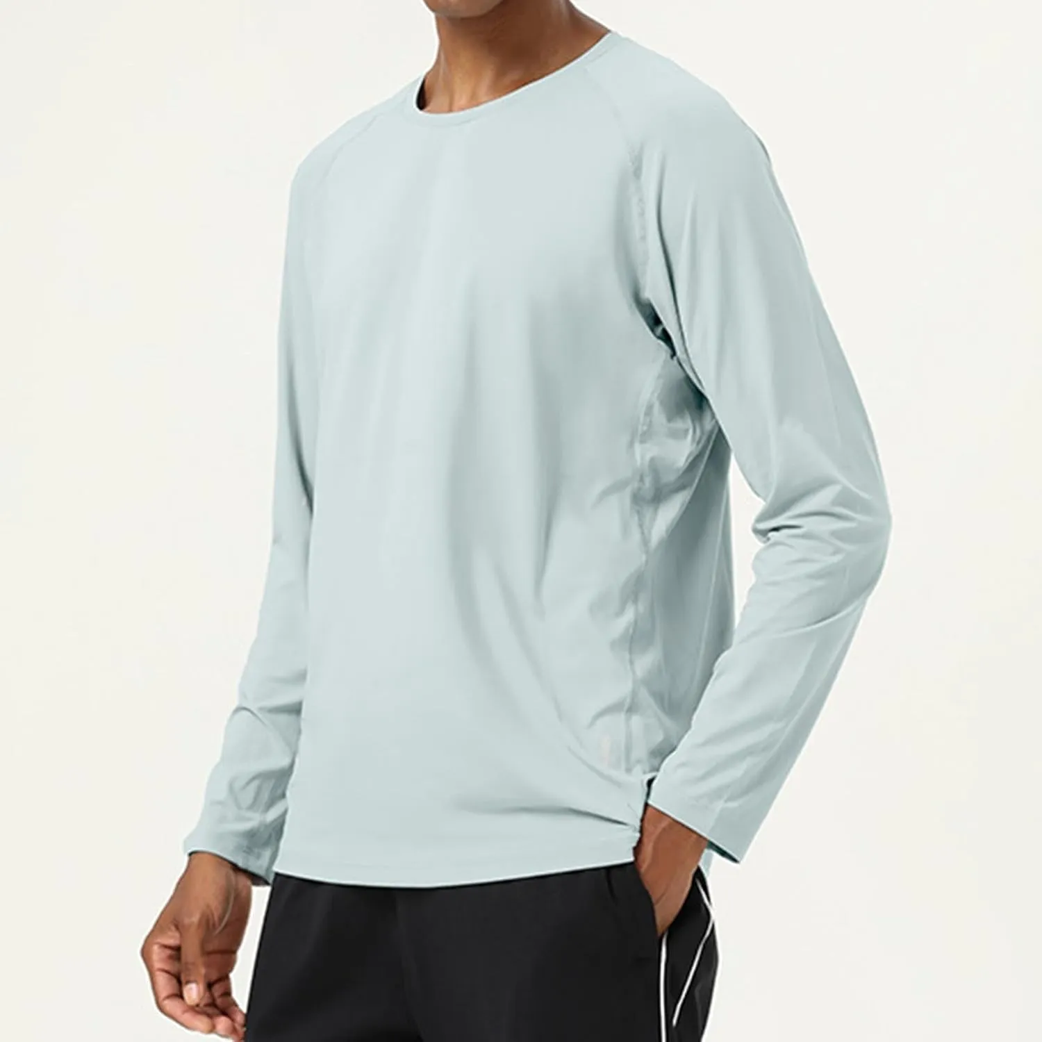 Mens UPF 50  UV Sun Protection Shirts Outdoor Solid Color Long Sleeve SPF Rash Guard Fishing Hiking Swimming Running