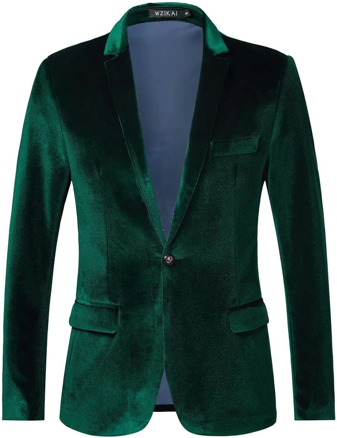 Mens Velvet Blazer One Button Slim Fit Casual Sport Coat Long Sleeve Suit Jacket Dinner Party Prom Wedding Tuxedo