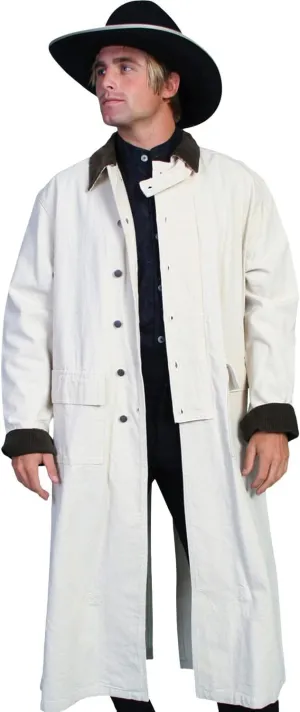 Men's Western Old COWBOY Long Duster Coat Full Length Canvas Jackets
