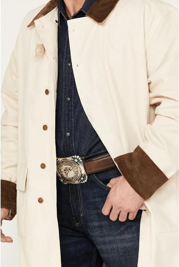 Men's Western Old COWBOY Long Duster Coat Full Length Canvas Jackets