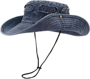 Mens Wide Brim Sun Hats with UV Protection Lightweight Stay Cool Bucket Hat Garden Safari Outdoor Fishing Boonie Hat