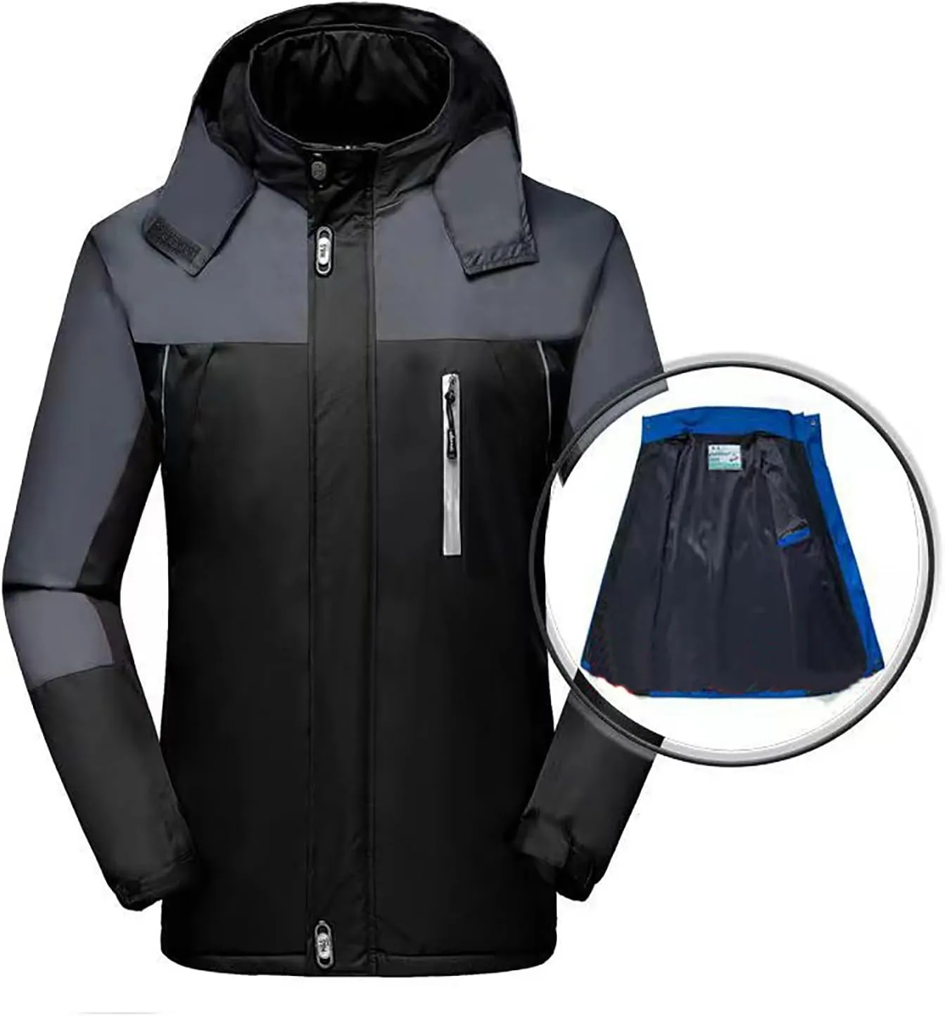 Men's Windbreaker Hooded Rain Jackets Lightweight Color Block Outerwear Sport Jackets Plus Size Climbing Hooded Coat