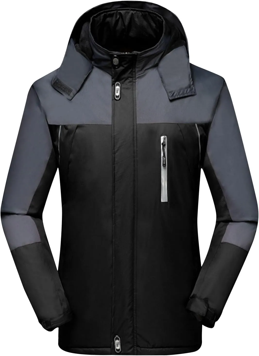 Men's Windbreaker Hooded Rain Jackets Lightweight Color Block Outerwear Sport Jackets Plus Size Climbing Hooded Coat