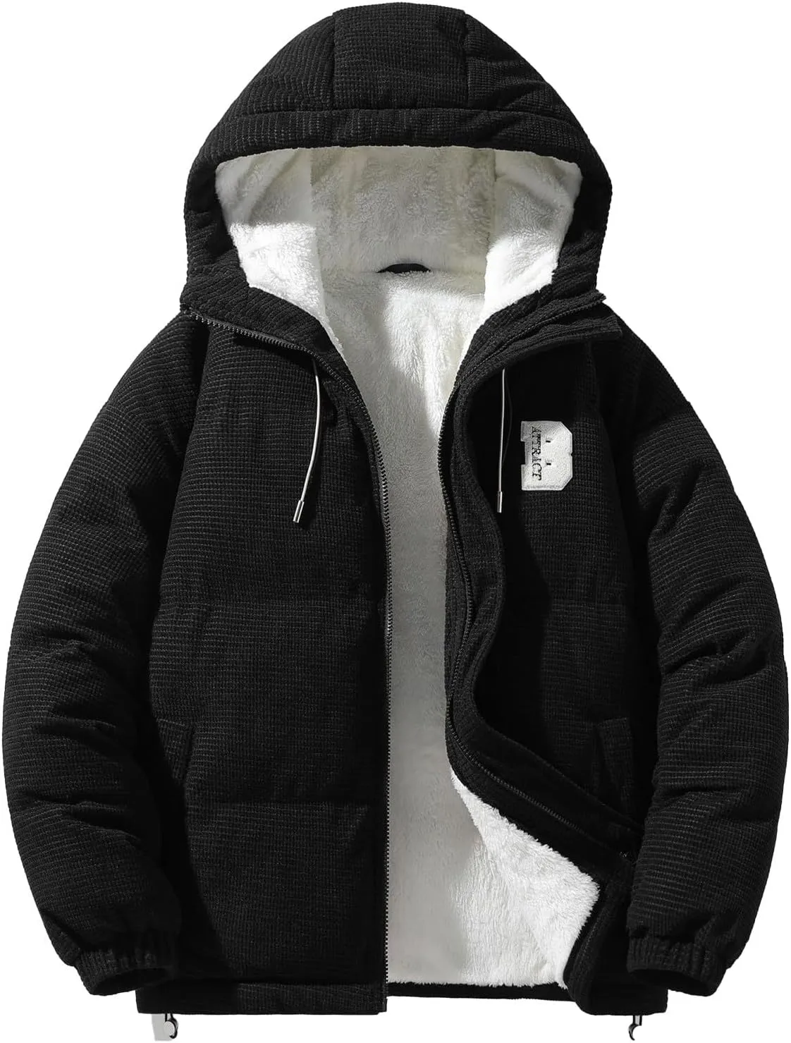 Mens Zip Up Hoodies Sherpa Lined Fleece Thermal Hooded Casual Jacket Full Zip Winter Warm Casual Thick Coats Pockets