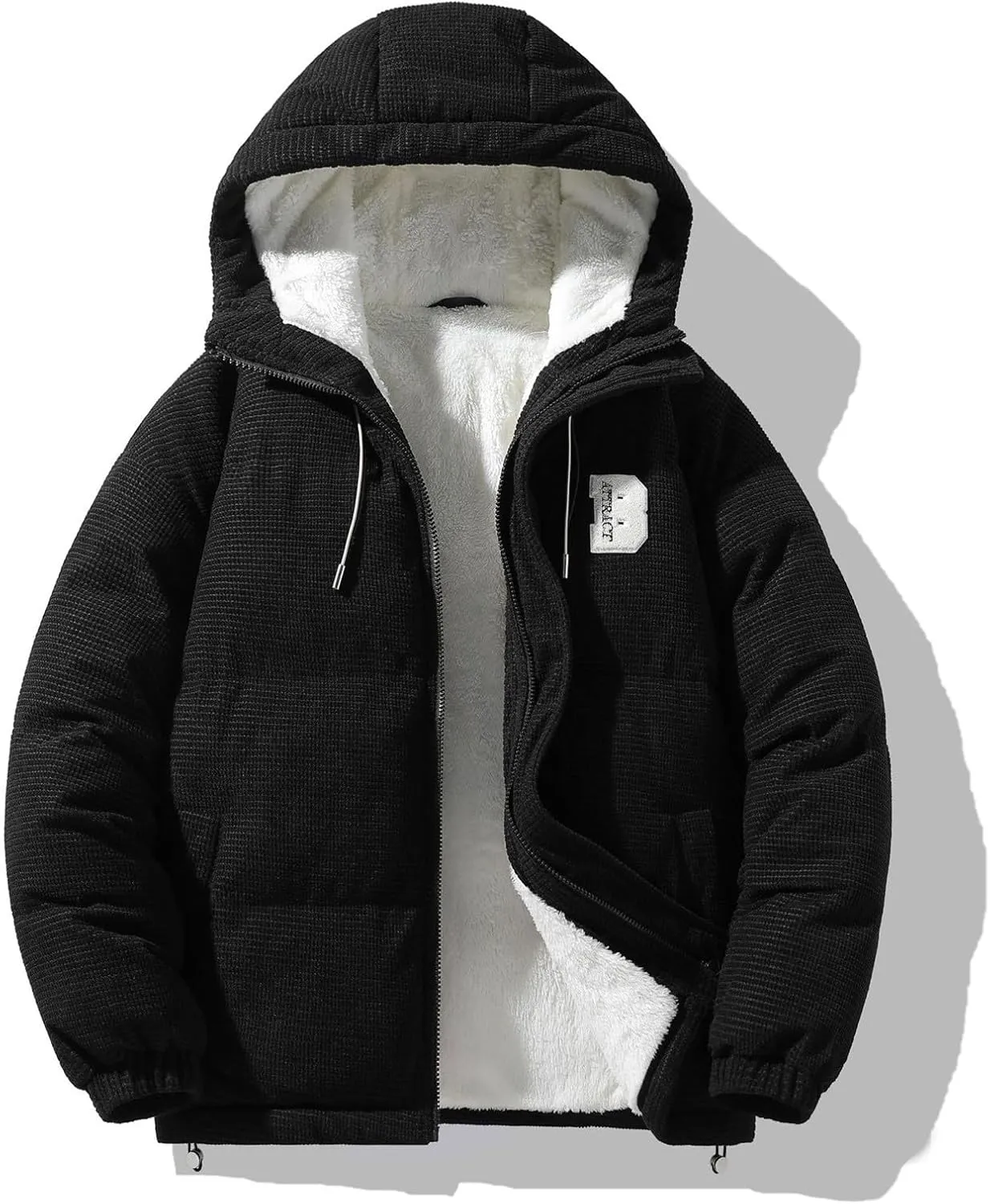 Mens Zip Up Hoodies Sherpa Lined Fleece Thermal Hooded Casual Jacket Full Zip Winter Warm Casual Thick Coats Pockets