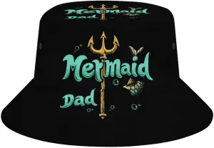 Mermaid Dad Mermaid Bucket Hat Lightweight Fishing Hat Wide Brim Sun Protection Cap for Men Women