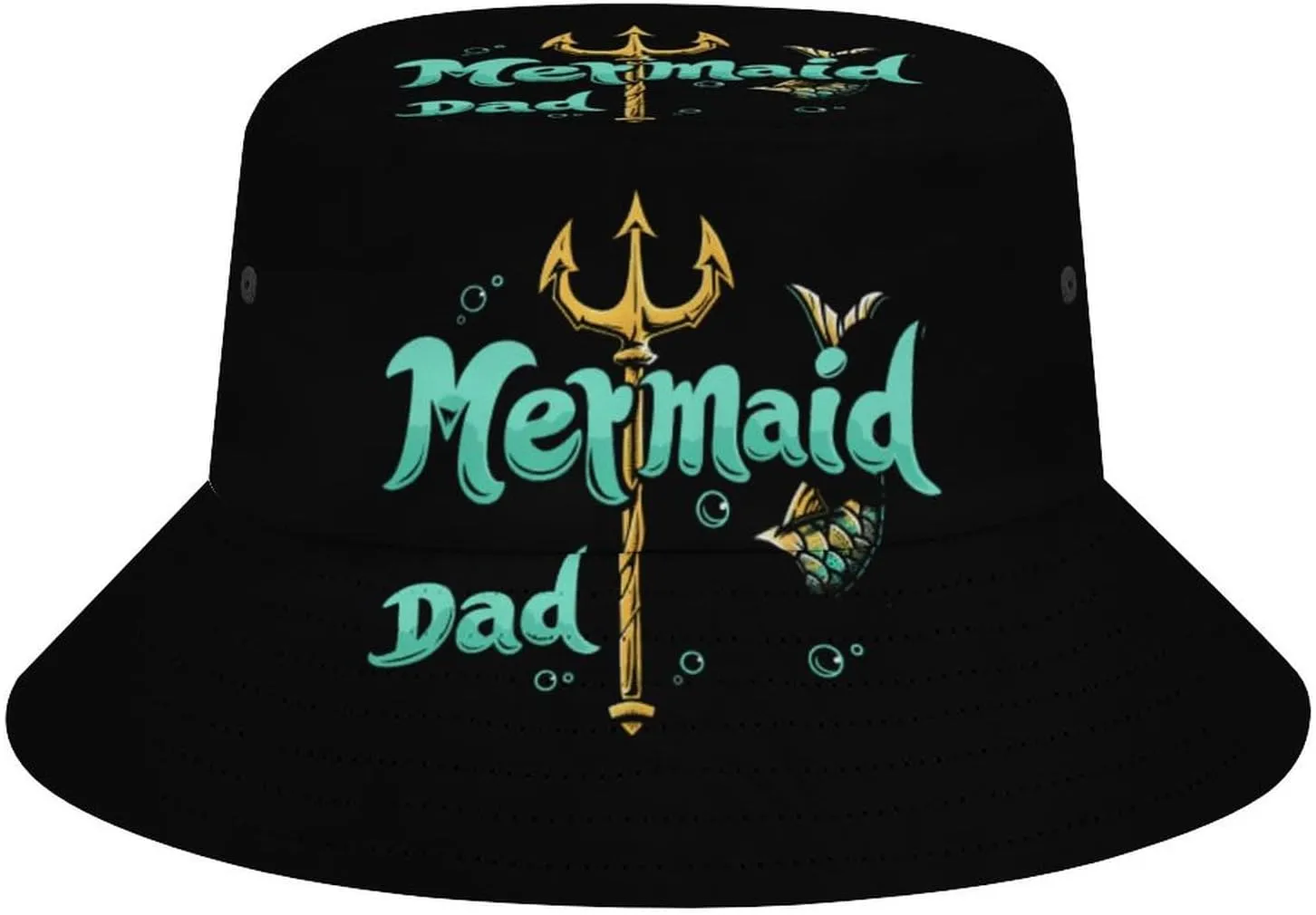 Mermaid Dad Mermaid Bucket Hat Lightweight Fishing Hat Wide Brim Sun Protection Cap for Men Women
