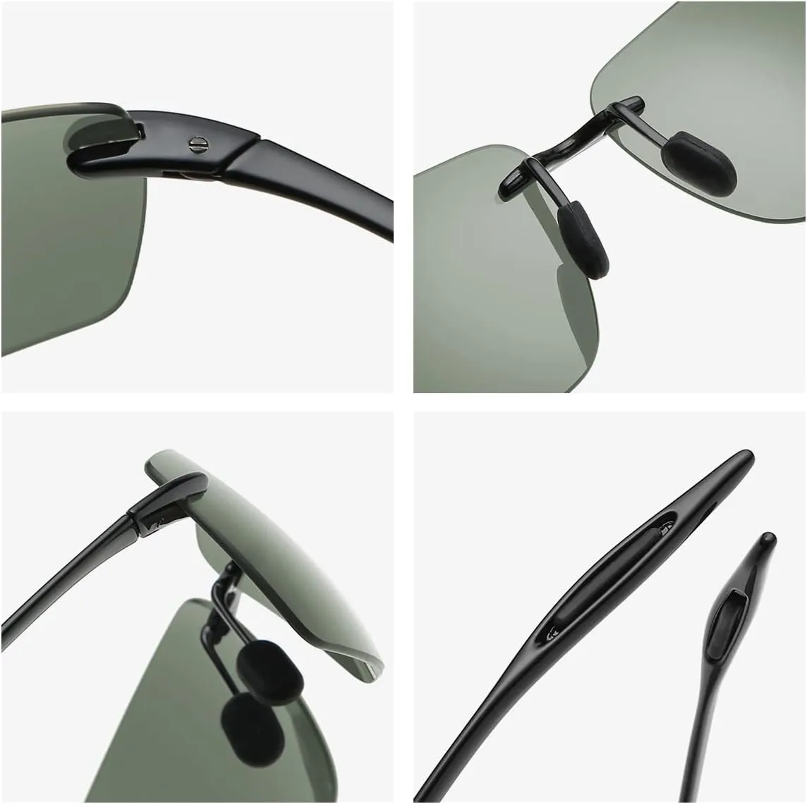 MIRYEA Rimless Polarized Sports Sunglasses for Men Women Driving Running Fishing Golf UV Blocking Glasses Eyeglasses Shades