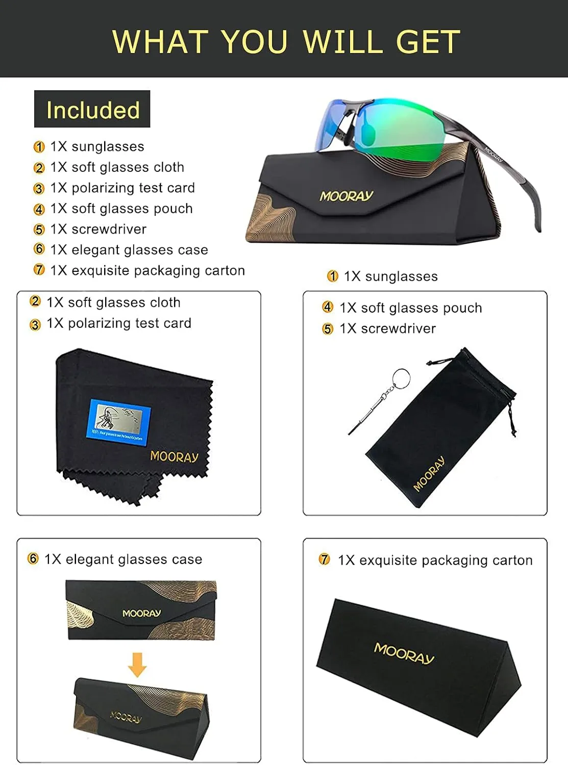 MOORAY Mens Polarized Sports Sunglasses UV Protection Sunglasses for Men Cycling Driving Fishing