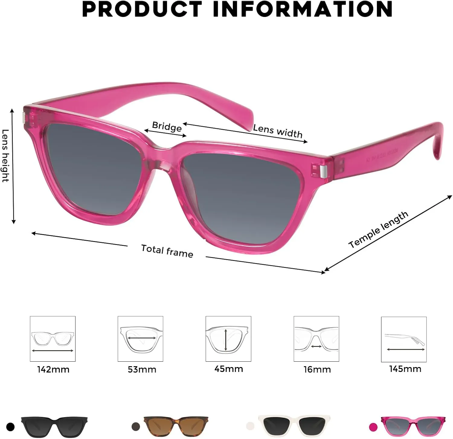 mosanana Trendy Small Cat Eye Polarized Sunglasses for Women Retro Square Narrow Skinny Sun Glasses MS52358