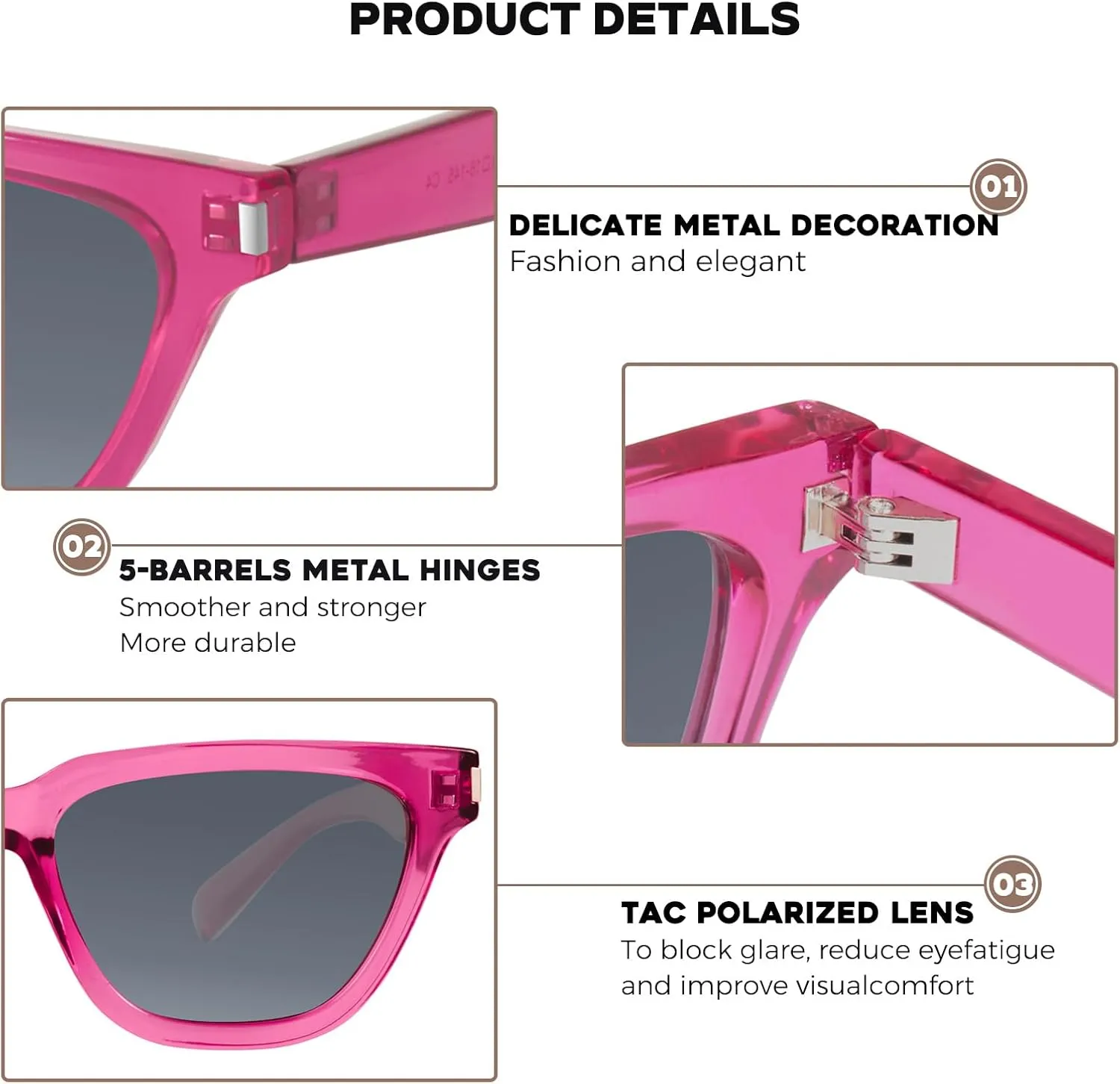 mosanana Trendy Small Cat Eye Polarized Sunglasses for Women Retro Square Narrow Skinny Sun Glasses MS52358
