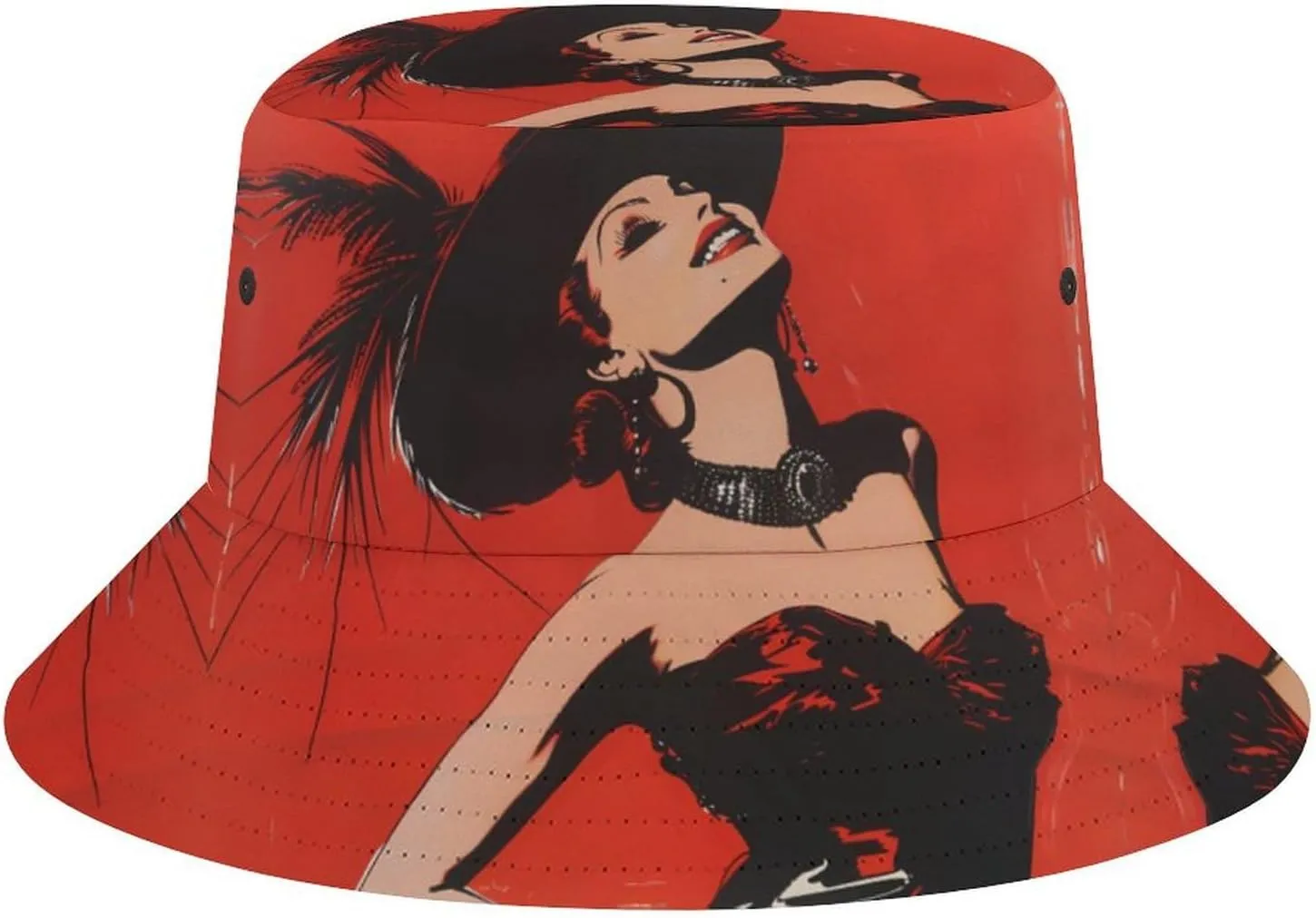 Moulin Rouge Ball Paris France Pin Up Bucket Hat Lightweight Fishing Hat Wide Brim Sun Protection Cap for Men Women