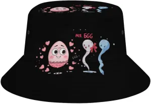 Mr Sperm Meet Ms Egg Bucket Hat Lightweight Fishing Hat Wide Brim Sun Protection Cap for Men Women
