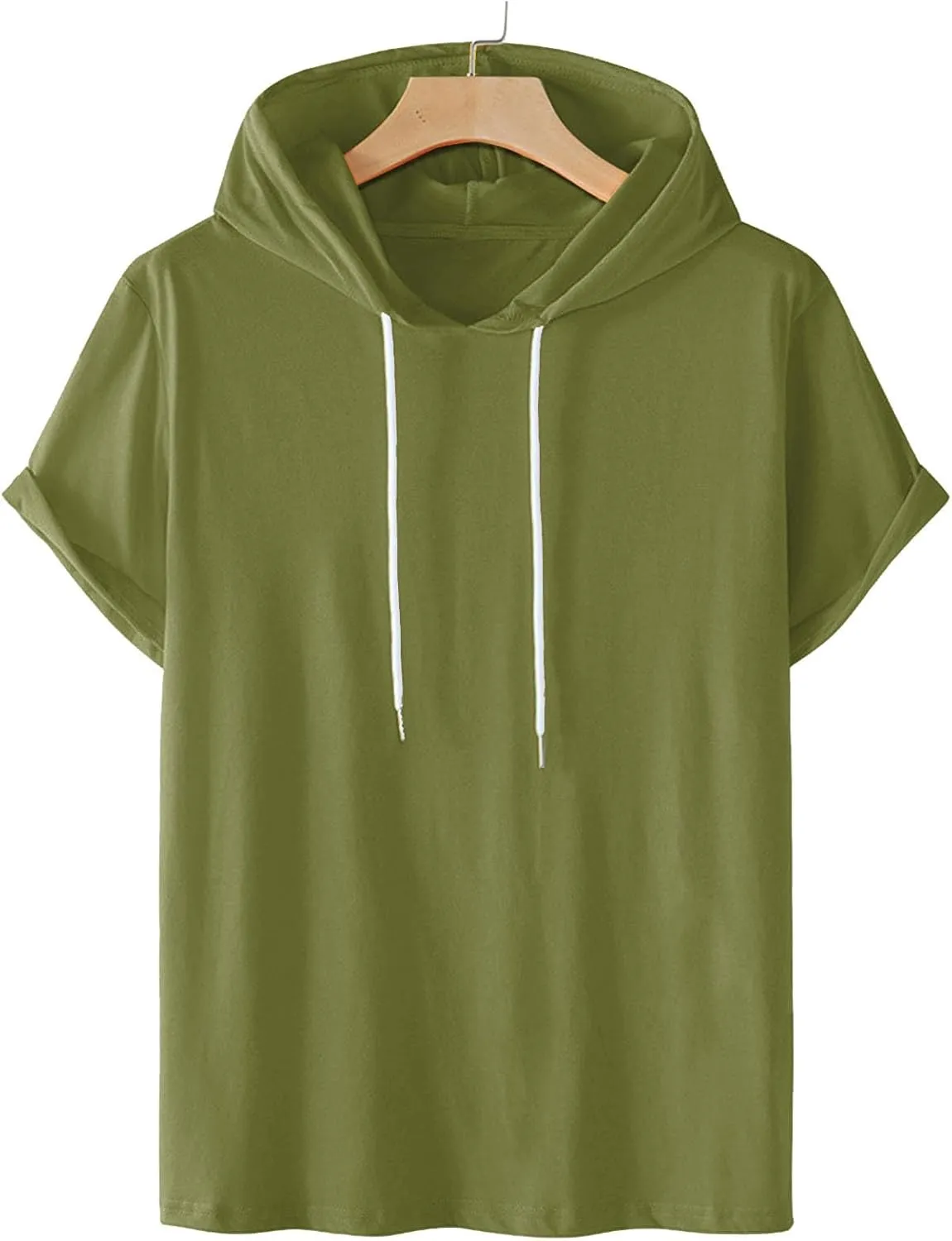 Muscularfit Men Shirts Short Sleeve Solid Summer Vacation Hooded Shirt Drawstring Gym Workout Hoodies Outfits Clothing 2025