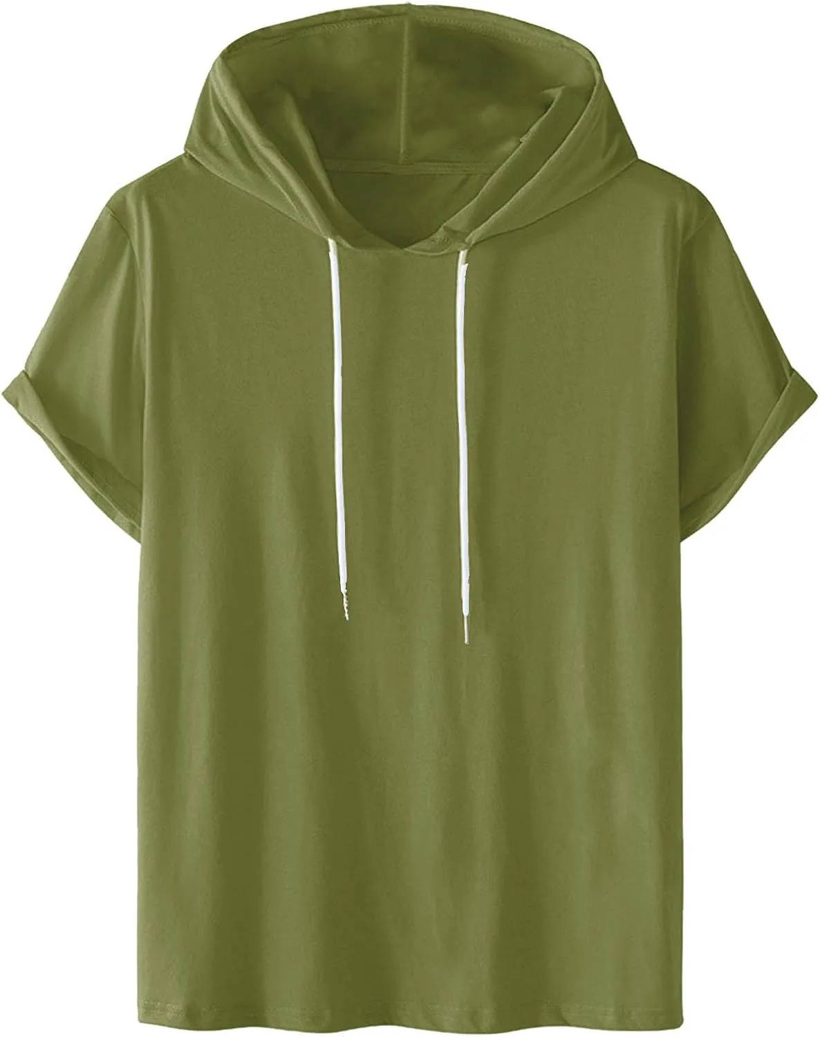 Muscularfit Men Shirts Short Sleeve Solid Summer Vacation Hooded Shirt Drawstring Gym Workout Hoodies Outfits Clothing 2025
