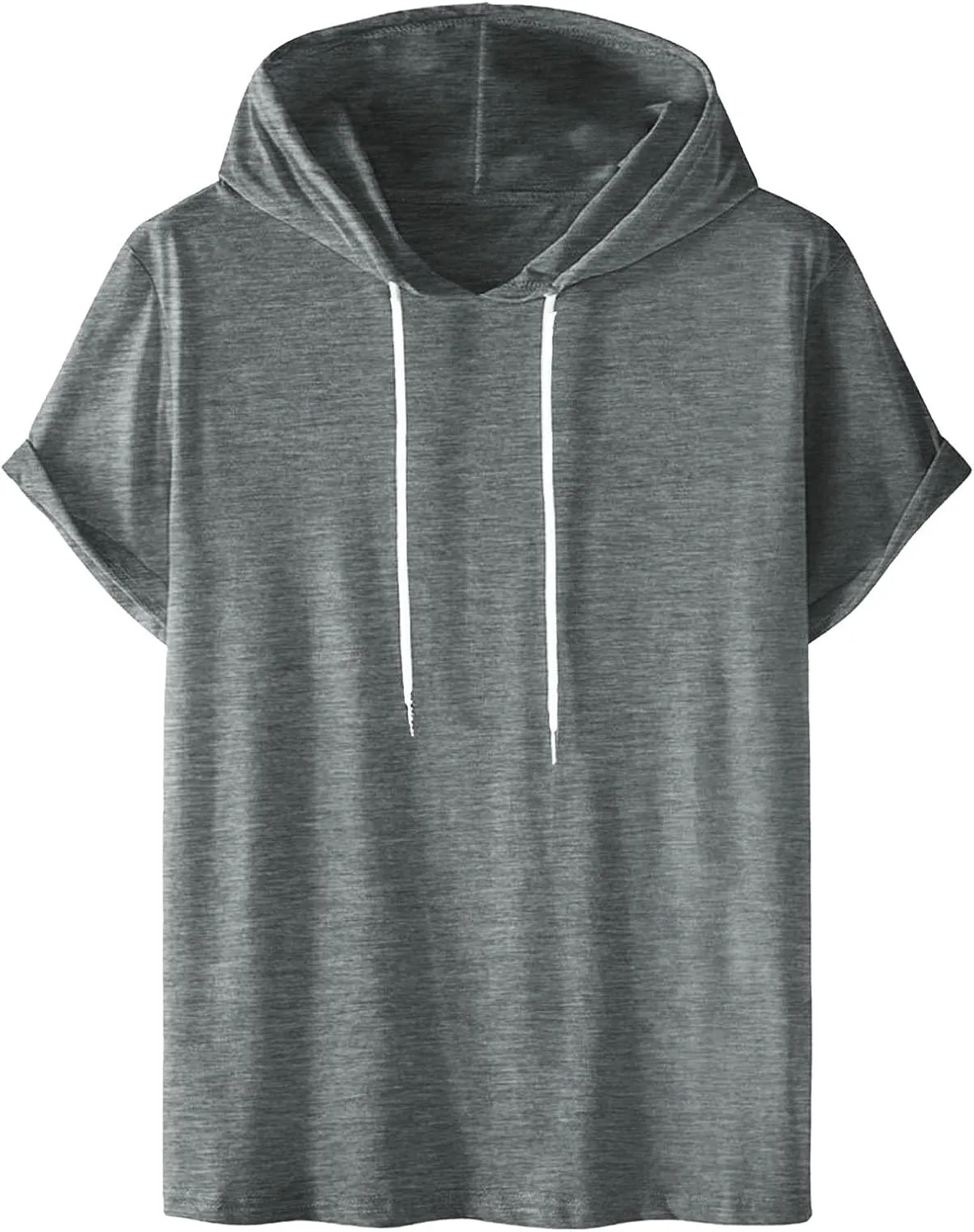 Muscularfit Men Shirts Short Sleeve Solid Summer Vacation Hooded Shirt Drawstring Gym Workout Hoodies Outfits Clothing 2025