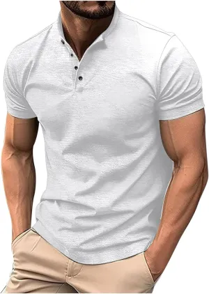 Muscularfit Mens Henley Shirts Short Sleeve Button Down Shirt Big and Tall Solid Summer Tshirt Big and Tall Athletic Work Tee