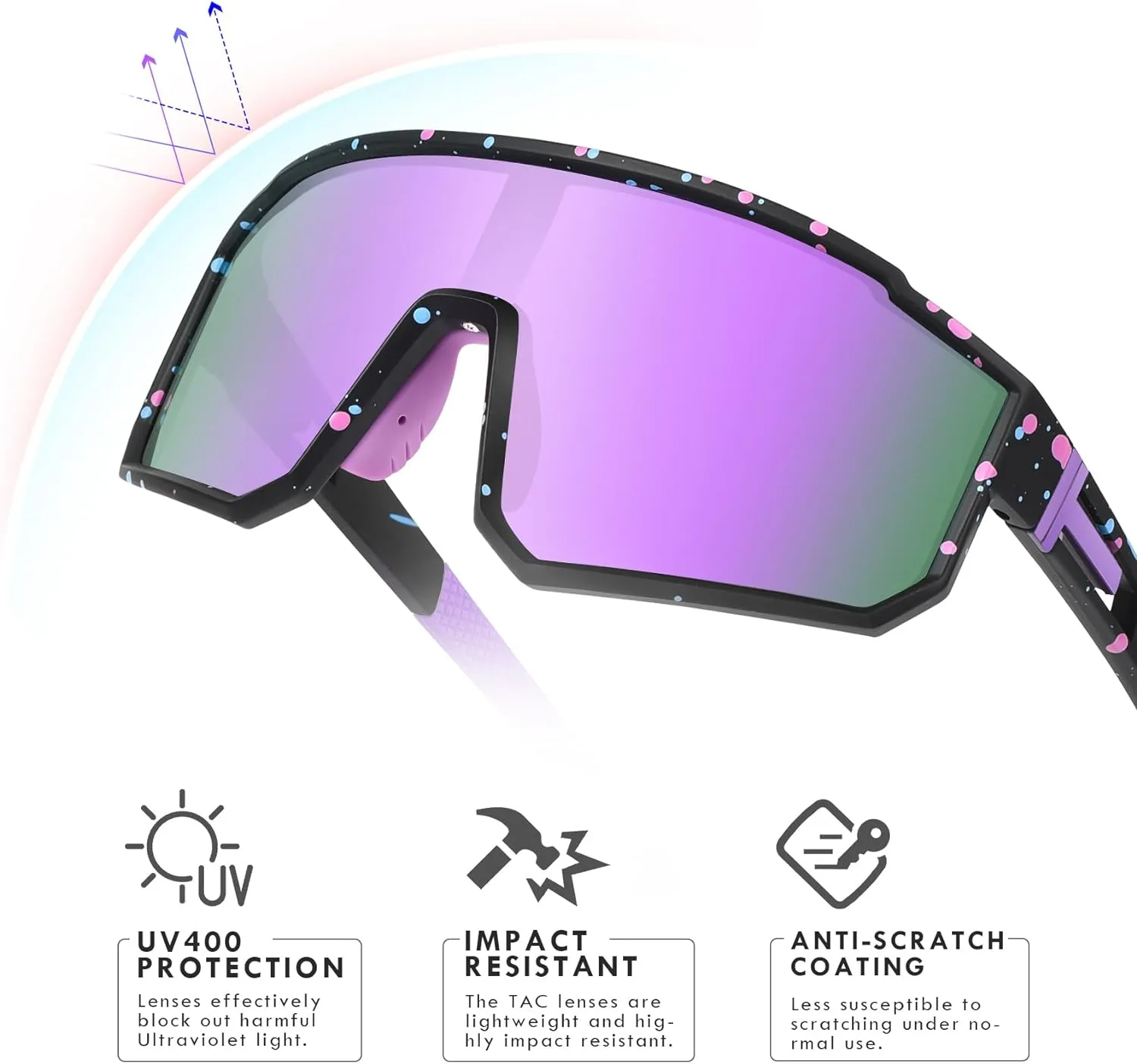 MVPTGRS Youth Baseball Sunglasses for Boys Girls Age 8-14 TR90 Frame Kids Sport Sunglasses for Softball Cycling Baseball Golf