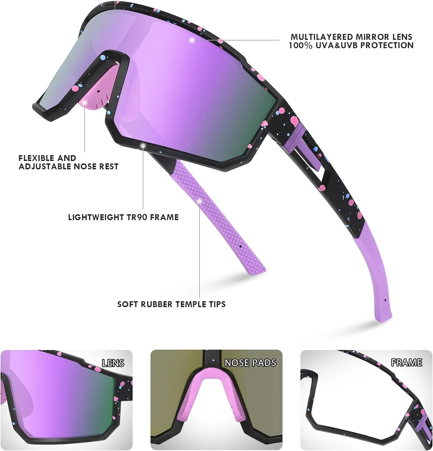 MVPTGRS Youth Baseball Sunglasses for Boys Girls Age 8-14 TR90 Frame Kids Sport Sunglasses for Softball Cycling Baseball Golf