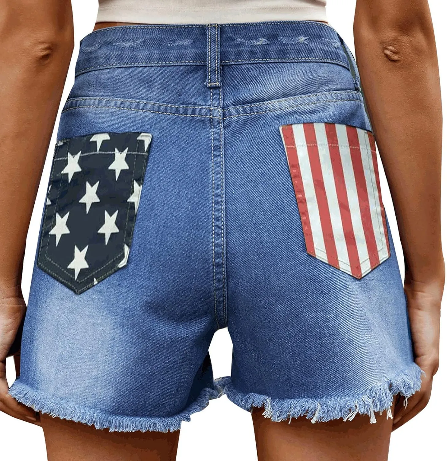NATHGAM Women's Summer Beach Shorts 2024 Trendy Ripped Denim Shorts High Waisted Mid Rise Frayed Skinny Casual Jean Shorts
