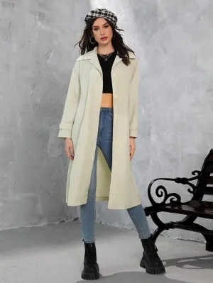 NOBRIM Jackets for Women - Collared Button Up Trench Coat (Color : Beige, Size : X-Large)
