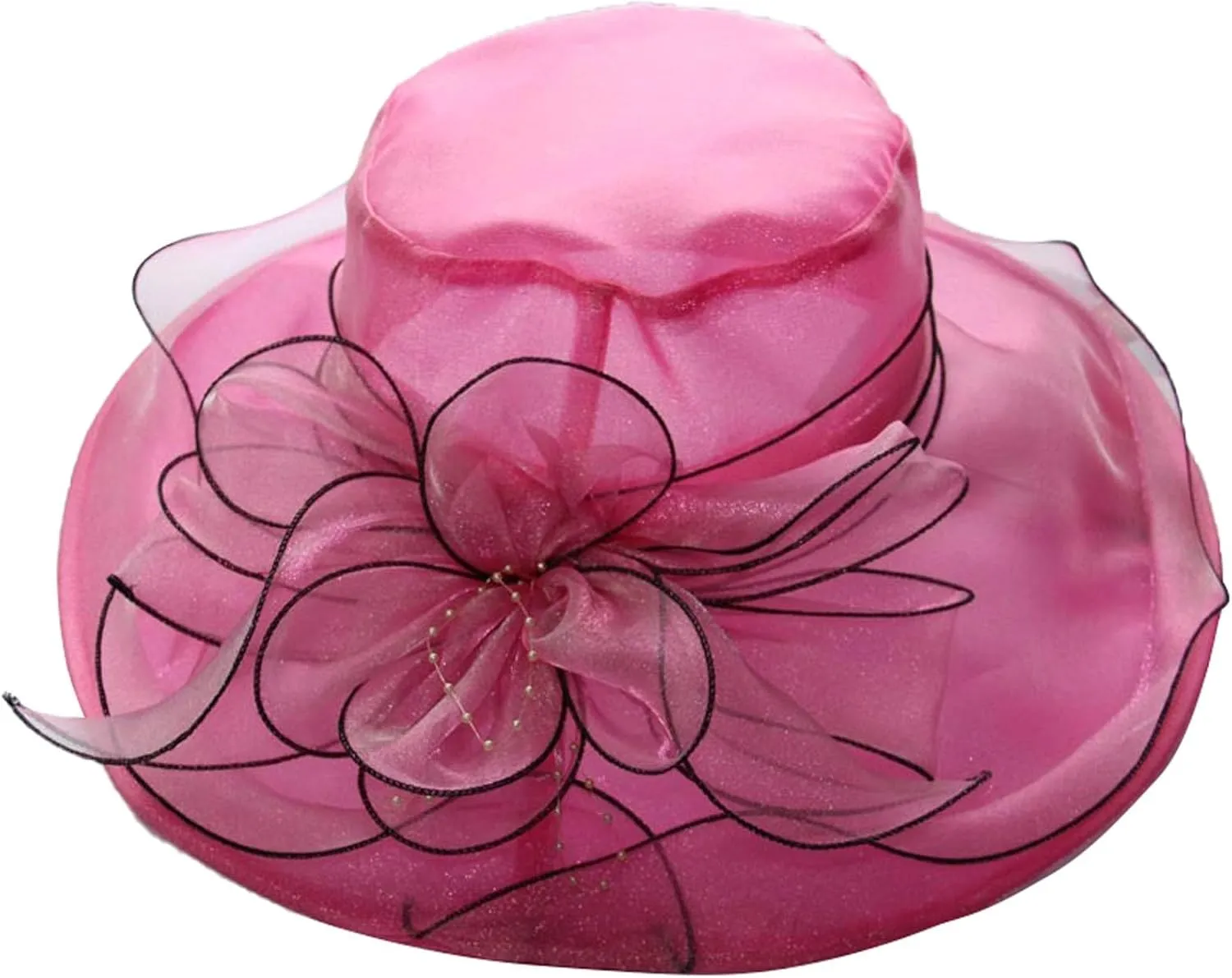 Organza Kentucky Church Fascinator Wedding Tea Cocktail Party Derby Hats for Women Flower Elegant Wide Brim Sun Hat