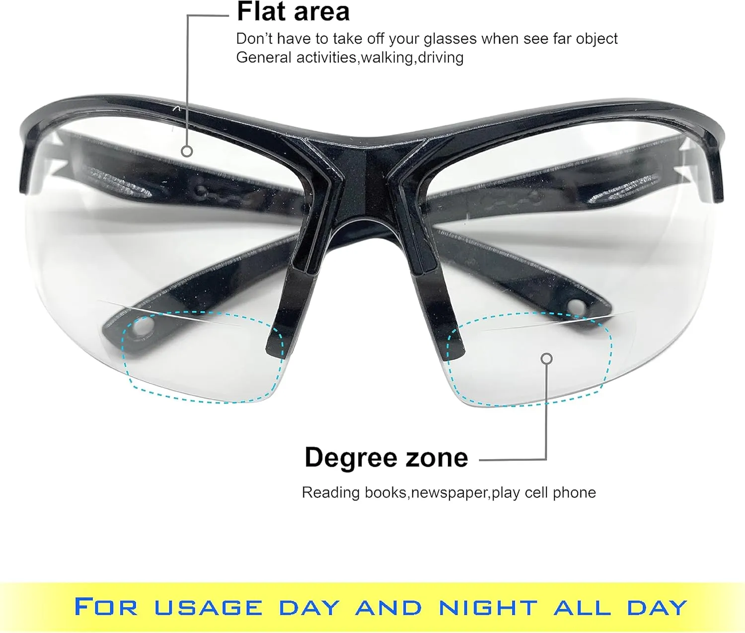 Outdoor Sports Sunglasses for Men & Women TR90 Frame Bifocal UV Protection