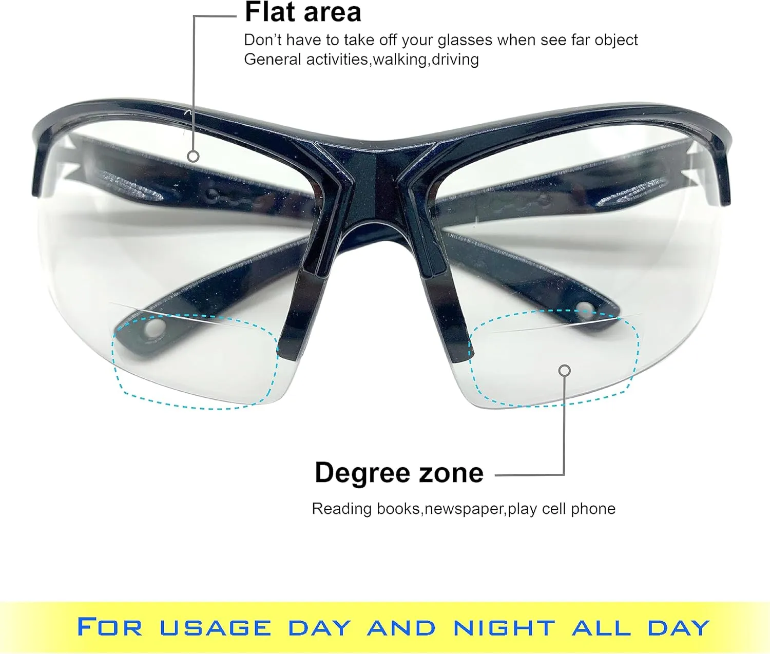 Outdoor Sports Sunglasses for Men & Women TR90 Frame Bifocal UV Protection