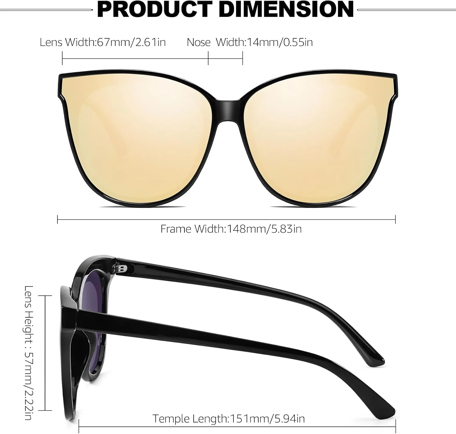 Oversized Cat Eyes Sunglasses for Women Polarized & UV Protection, Trendy Large/Big Cateye Sunnies IF1627