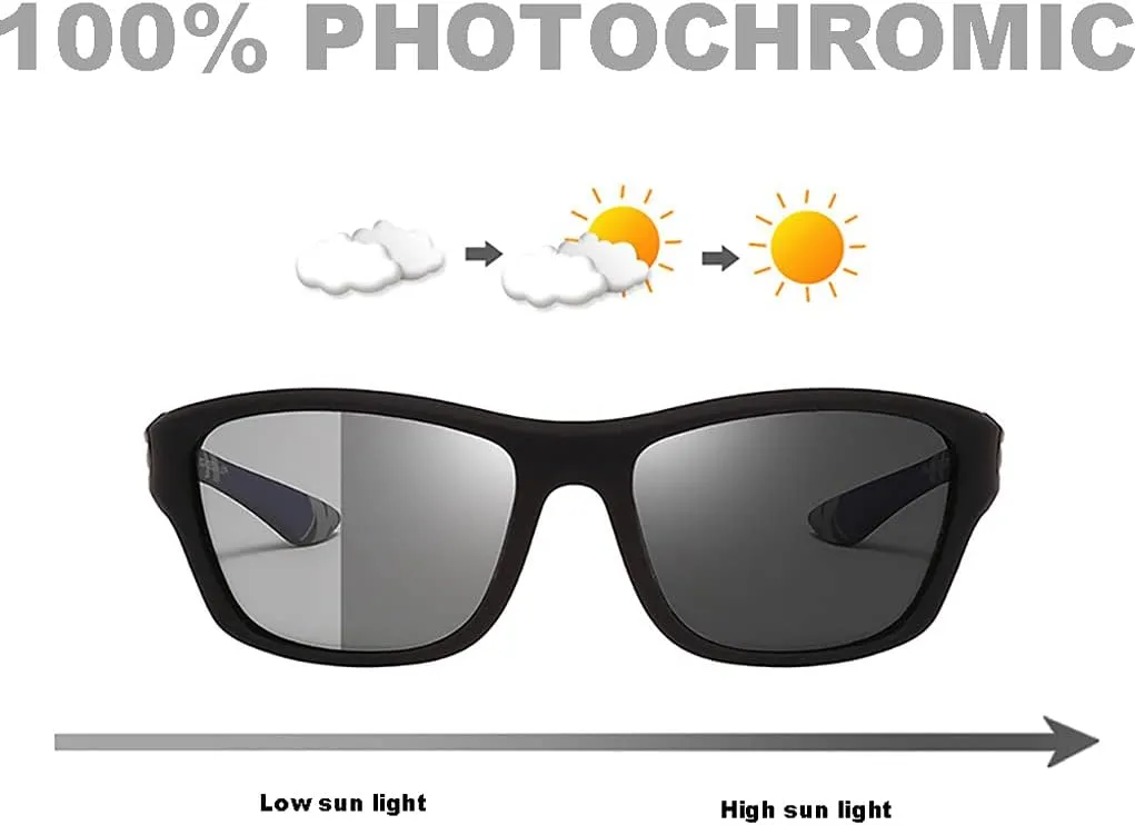Photochromic Polarized Fishing Sunglasses for Men Women UV Protection Cycling Driving Sports Sunglasses