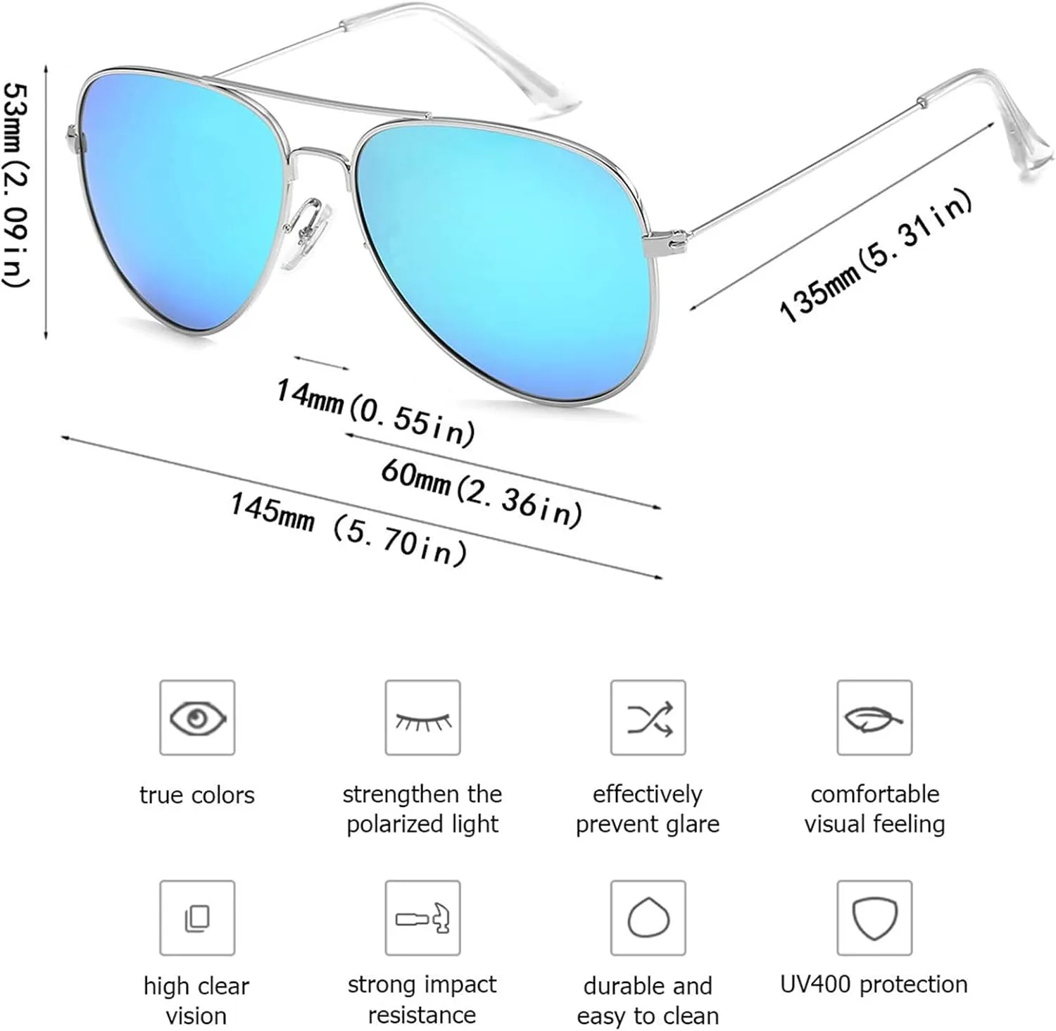 Polarized Aviator Sunglasses for Men/Women Metal Mens Sunglasses Driving Sun Glasses