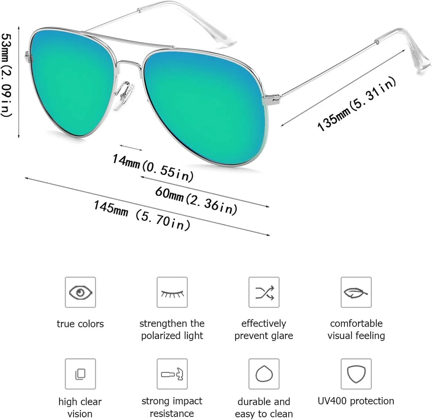 Polarized Aviator Sunglasses for Men/Women Metal Mens Sunglasses Driving Sun Glasses