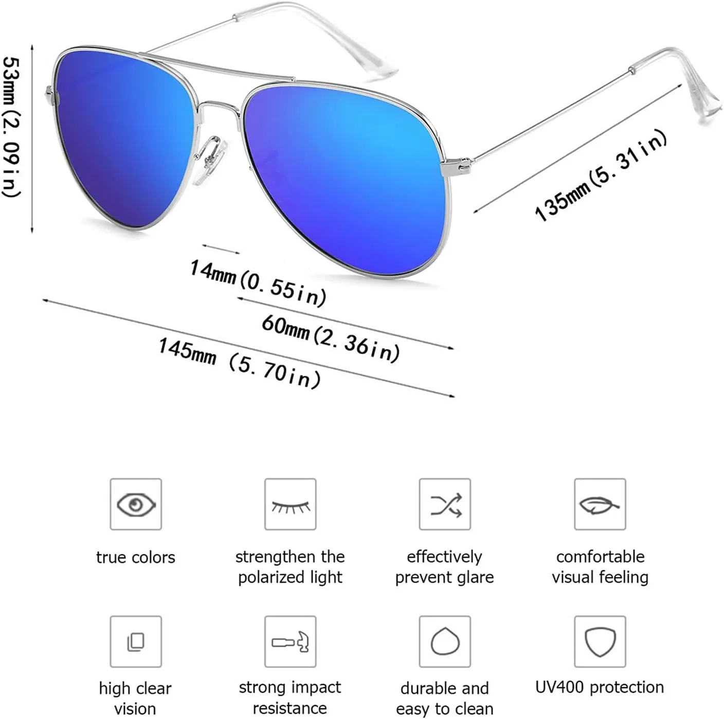 Polarized Aviator Sunglasses for Men/Women Metal Mens Sunglasses Driving Sun Glasses