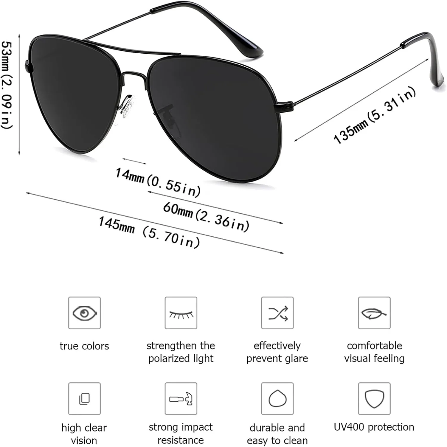 Polarized Aviator Sunglasses for Men/Women Metal Mens Sunglasses Driving Sun Glasses