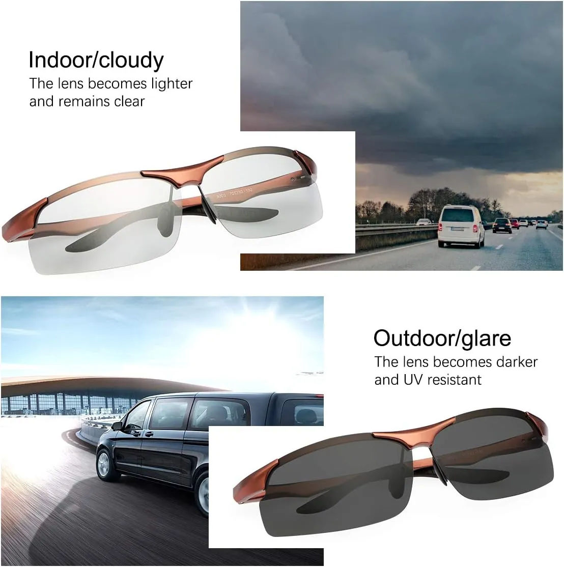 Polarized Photochromic Driving z87 Sunglasses for Men Day Night Safety Glasses