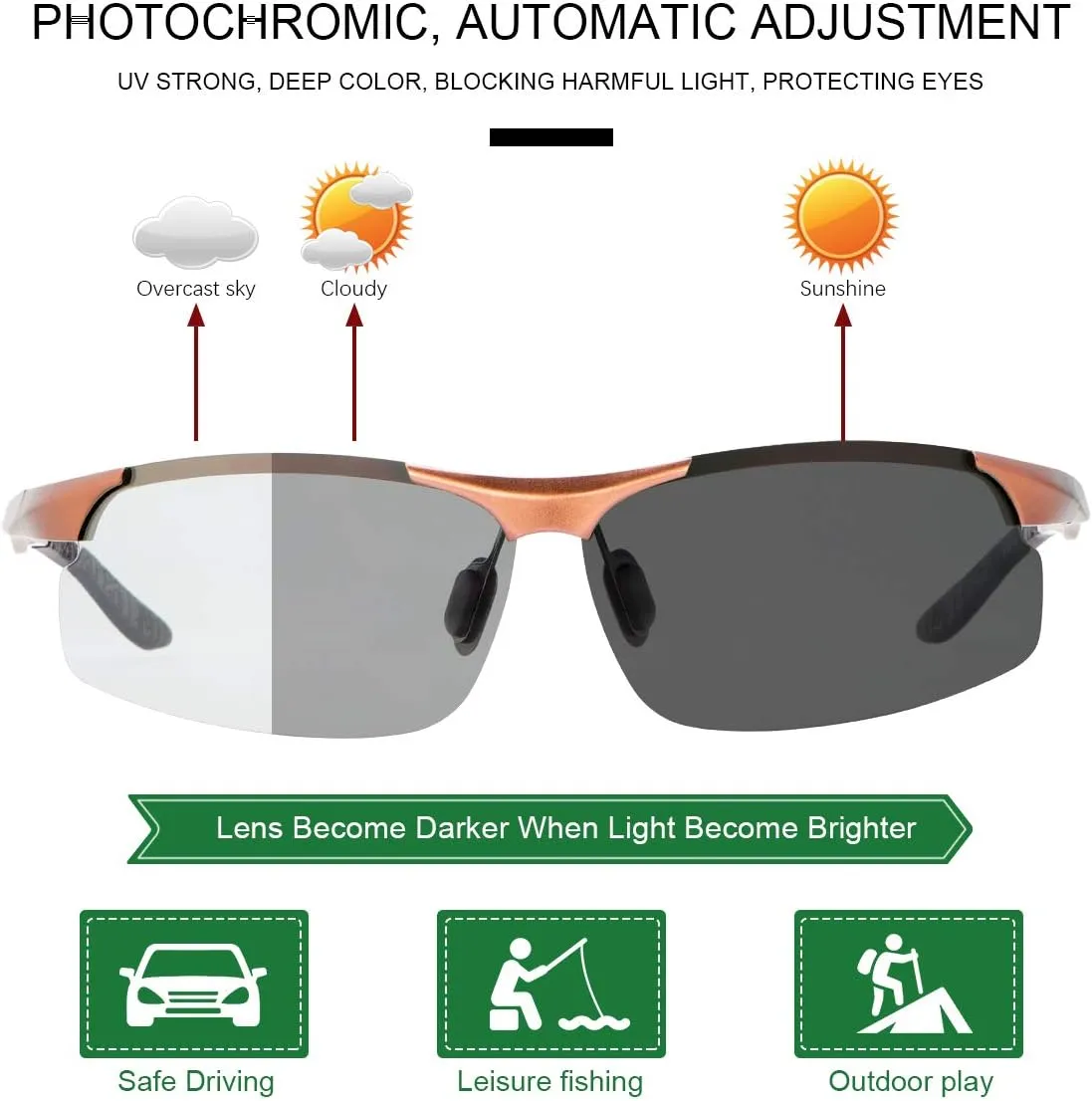 Polarized Photochromic Driving z87 Sunglasses for Men Day Night Safety Glasses